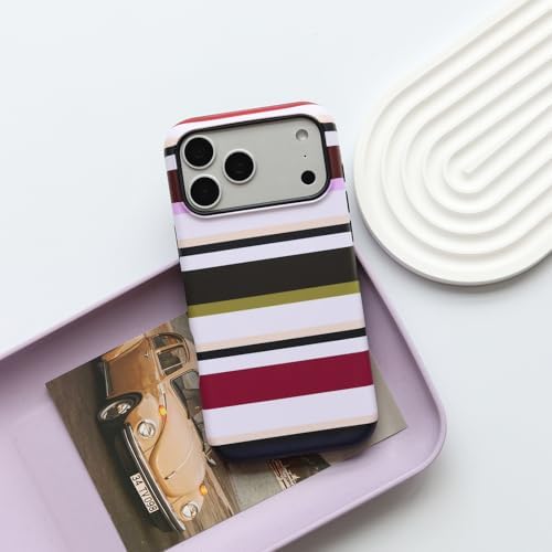 for iPhone 17 Pro Case, Magnetic Matte Frosted Dual-Layer Striped Phone Case for Women, Retro Aesthetic Cover Compatible with Mag Safe Accessories - Retro Vineyard - Image 2