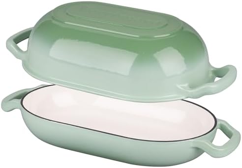VORRINGARD Enameled Cast Iron Sourdough Bread Oven, Dutch Oven, Loaf Cast Iron Bread Pan for Homemade Bread Baking, Meatloaf Pan with Lid, 7QT, Green - Image 6