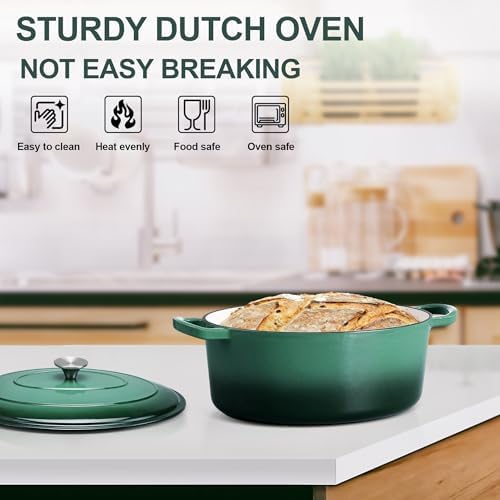 E-far 5QT Oval Dutch Oven Pot with Lid, Enameled Cast Iron Dutch Oven - Image 7