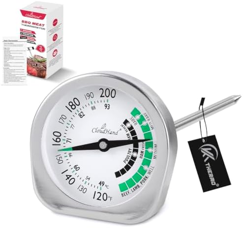 Leave in Probe Meat Thermometer Oven Safe Dual Pointer Dial BBQ Grill by Unknown