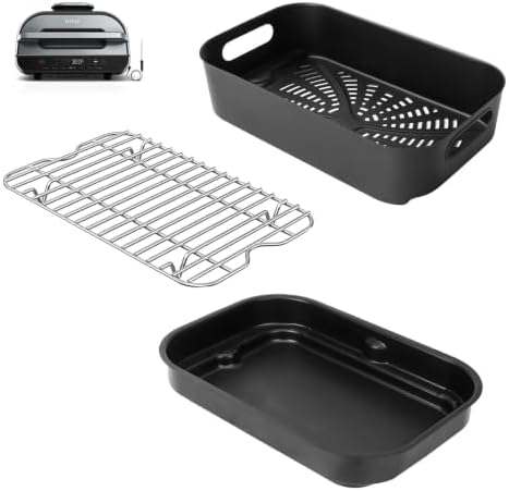 Grill Cooking Pot and Combo Crisper Basket & Rack for Ninja Foodi FG551 DG551 DG651 Smart XL Indoor Grill, Non-Stick Air Frying Accessories for Ninja Foodi Series by GLOWYE