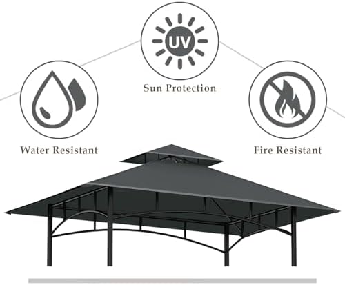 5' x 8' Grill Gazebo Replacement Top for L-GG001PST-F, Dark Gray - Image 2