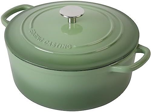 EDGING CASTING Enameled Dutch Ovens Cast Iron Dutch Oven Pot with Lid for Bread Baking, Cook, Dual Handle, 7 Quart, Pistachio Green - Image 4