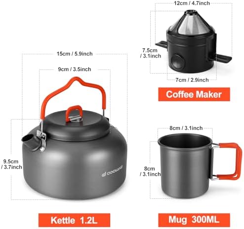 Odoland 1.2L Camping Coffee Pot Camp Coffee Makers, Mug and Coffee Filter - Image 2