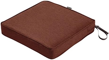 Classic Accessories Montlake Water-Resistant 19 x 19 x 3 Inch Square Outdoor Seat Cushion, Patio Furniture Chair Cushion, Heather Henna Red, Outdoor Cushion Cover by ClassicAccessories
