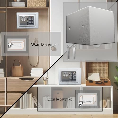 Yuanshikj Small Steel Security Safe Box with Keypad,Key;0.23 Cu Ft, White - Image 3