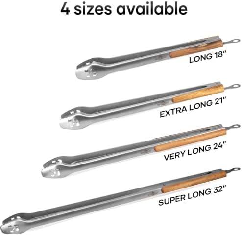 XUDAKAIXIN 24-Inch Very Long Stainless Steel BBQ Tongs with Extended Luxurious Acacia Handle – Durable and Easy-to-Clean Grilling Tool for Cooking, Kitchen Use, and Outdoor Barbecues - Image 7