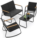 Ahomly 4-Piece Patio Furniture Set, Textilene Conversation Set, Black by Ahomly