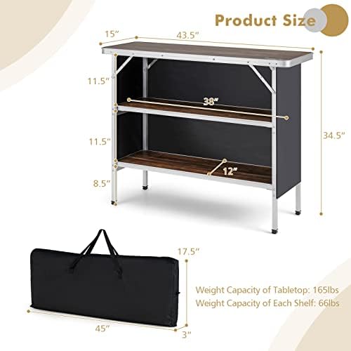 COSTWAY Folding Picnic Table, Portable Camping Table with Carry Bag - Image 2