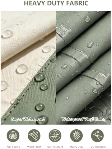 Rileytee Patio Furniture Set Covers ,4 Pcs 600D Heavy Duty 100% Waterproof Outdoor Furniture Cover,Fit Patio Loveseat, Chair and Coffee Table (White&Grayish Green,Medium) - Image 3