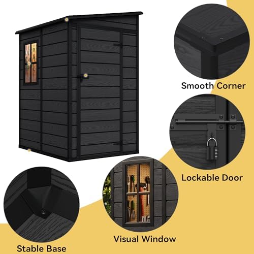DWVO 5x4 FT Resin Outdoor Storage Shed with Floor & Window - Image 5
