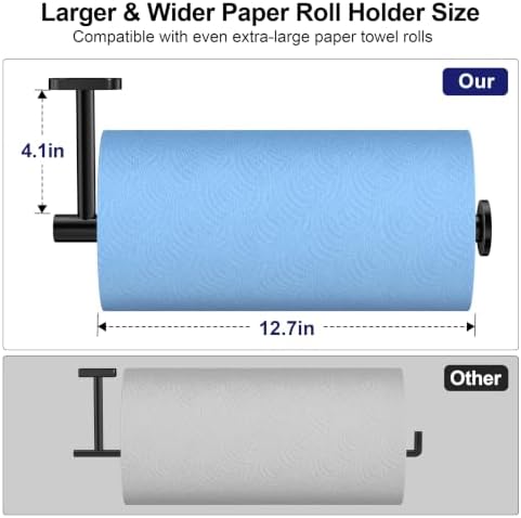 niffgaff Garage Paper Towel Holder with Shelf, Wall Mount | Black - Image 6