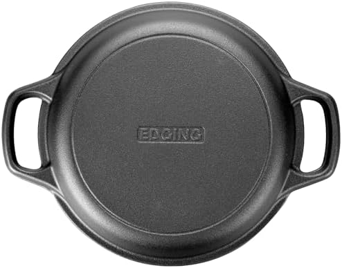 EDGING CASTING Pre-Seasoned Cast Iron Dutch Oven Pot with Skillet Lid Cooking Pan, 2-in-1 Sourdough Bread Baking Pan with Proofing Basket and Baking Supplies, 5QT - Image 6