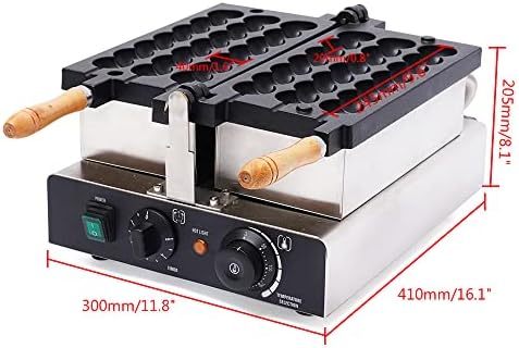 3-Grid Commercial Waffle Maker, 1500W Electric Mini Egg-Shaped Waffle Machine, Stainless Steel Waffle Iron Baker with Non-Stick Coating, 122-572℉ Temperature Adjustable - Image 5