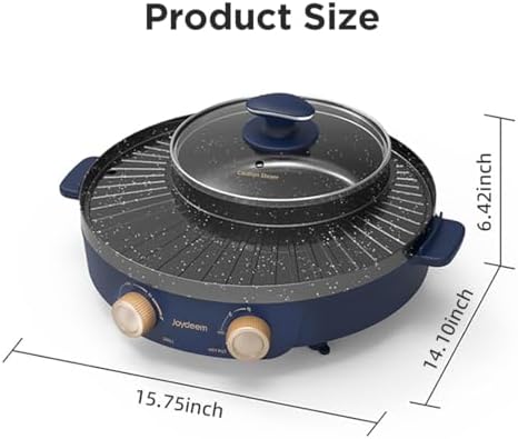 Joydeem Electric Grill with Shabu Shabu Hot Pot, Compact Korean BBQ Hotpot Combo Machine, 2L Hot Pot, Suitable for 1-4 People, JD-SK3407 - Image 6