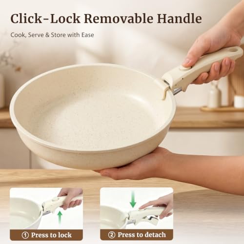 YASHE 21Pcs Nonstick Pots and Pans Set with Detachable Handles, Oven Safe - Image 7
