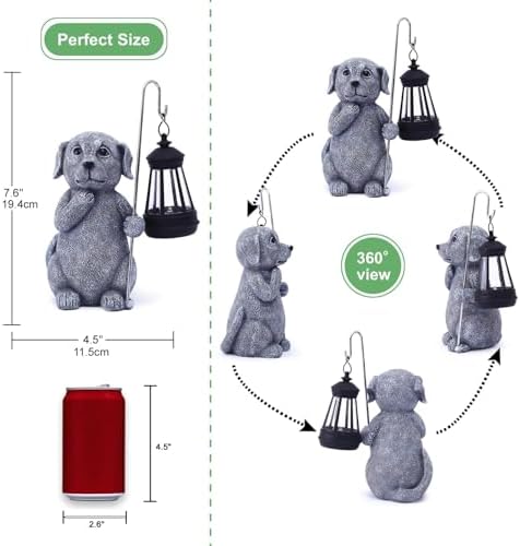 Qeeman Solar Dog for Garden Decor: Weatherproof Resin Statues - Image 3
