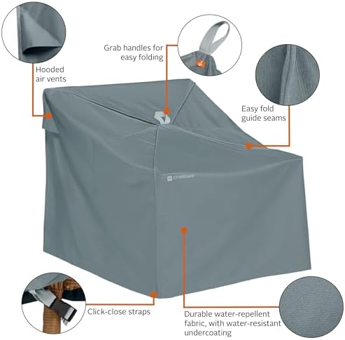 Classic Accessories Storigami Water-Resistant 36 Inch Easy Fold Lounge Chair Cover, Monument Grey, Patio Furniture Covers - Image 2