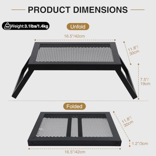 REDCAMP Folding Campfire Grill Grate, Portable Heavy Duty Steel Grate, Fire Pit Grill Grate for Outdoor Camping Cooking BBQ - Image 4