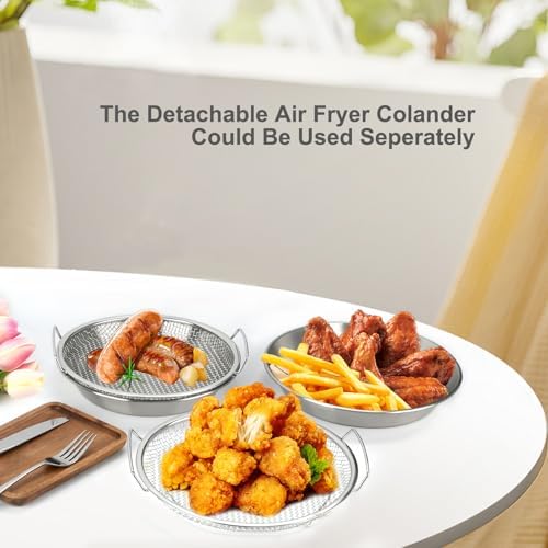 Oil Filter Tray, Stainless Steel Mesh Drain Basket Colanders Air Fryer Accessories for Fried Food Draining Rack Barbecue Grill Tray Net Draining Pan Strainer for Vegetable Dessert (8.7 Inch) - Image 5