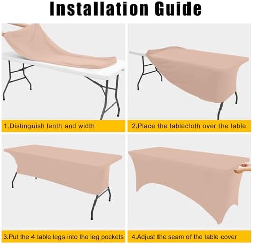 Smiry 2 Pack Spandex Table Cloth 4FT, Elastic Fitted Nude Tablecloth - Image 4