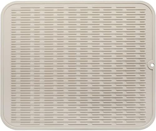 MicoYang Silicone Dish Drying Mat for Multiple Usage,Easy clean,Eco-friendly,Heat-resistant Silicone Mat for Kitchen Counter or Sink,Refrigerator or Drawer Liner Tapioca XL 18 inches x 16 inches by MicoYang