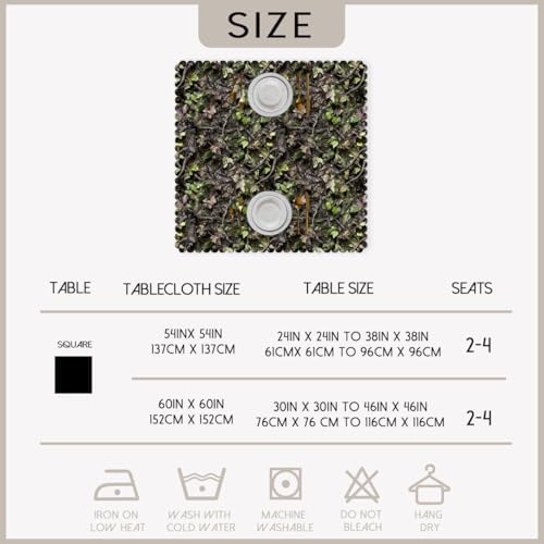 Camouflage Hunting Tablecloth 54x54 Inch Square Leaves Branches Camo Hunting Tablecloths Polyester Table Cloth for Holiday Parties Kitchen Dining Indoor Outdoor - Image 6