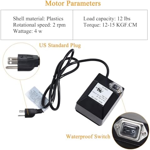 Heavy-Duty Stainless Steel Grill Rotisserie Kit with 27 X 1/3 Inch Spit Rod, Stainless Steel Electric Motor and Necessary Rotisserie Accessories (Stainless Steel, New Black) - Image 4