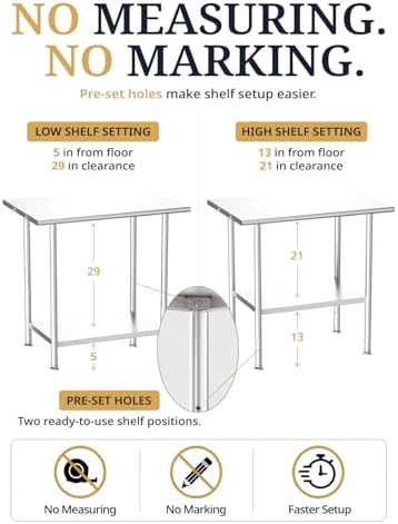 Atelicf NSF Stainless Steel Prep Table 30X60 inch, Rounded Flat Top - Image 4