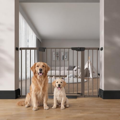 Cumbor 29.7-51.5 in Extra Wide Baby Gate for Stairs, Dog Gate Indoor Brown by Cumbor