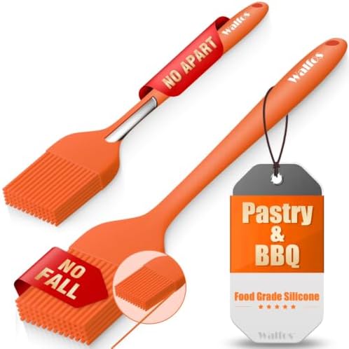 Walfos 600℉ Heat Resistasnt Pastry Brushes, BPA Free Silicone Basting Brush for Cooking, Spread Oil Butter Sauce for Baking Kitchen BBQ Grill, Dishwasher Safe, 2 Size (Large and Samll) by Walfos