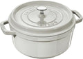 Staub Cast Iron 4-qt Round Cocotte - White Truffle, Made in France by Unknown