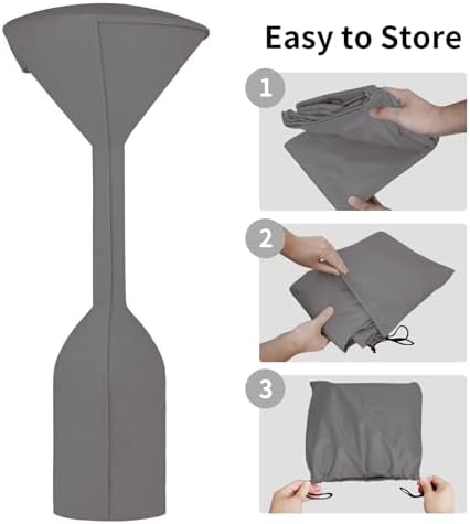 Easy-Going Stand-Up Patio Heater Cover, 95"H x 34"D x 19"B, Grey - Image 6