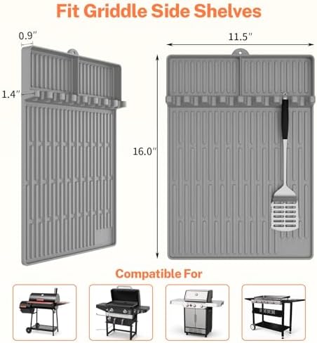 Silicone Grill Mat Compatible with Blackstone, BBQ Griddle Tool, Grey - Image 3