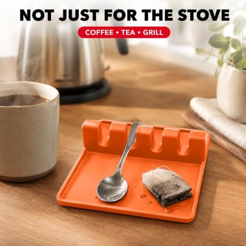 2 Pack Orange Silicone Spoon Rest for Stove Top, Spoon Holder for Stove - Image 6