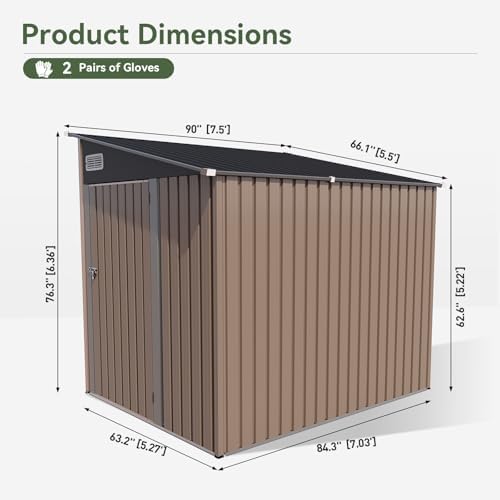 Aoxun 8x6 FT Lean to Shed for Backyard,Brown - Image 2