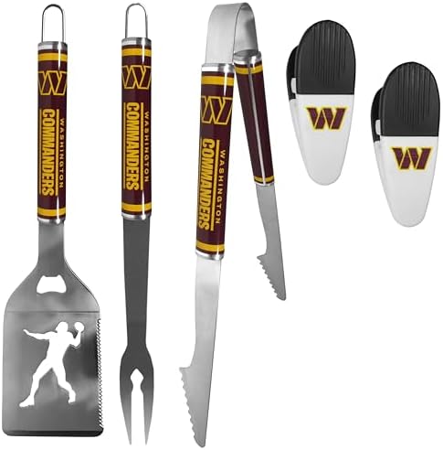 Siskiyou NFL Washington Commanders 3 pc Steel Logo BBQ Tools w/Chip Clips, One Size, Team Colors by Unknown