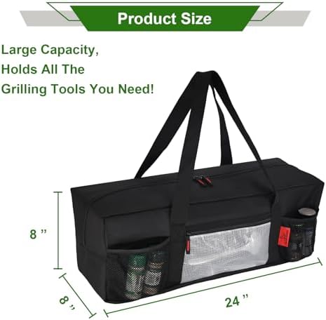 Extra Thick 24" Storage Bag Grill Tool Organizer Pro, BBQ Tool Heavy Duty Bag with Pockets, Double Layer 600D Oxford Cloth Waterproof (2X Thickness), Camping, Tailgating, BBQ Party Gift - Image 2