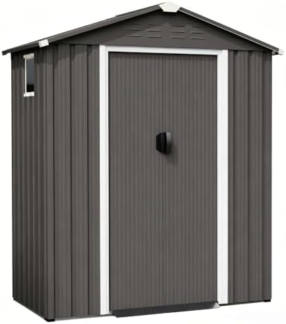 Shintenchi 5x3 FT Outdoor Storage Shed with Window, Lockable Outdoor Waterproof Tool Storage Sheds, Weather Resistant Tool Storage House Shed for Garden, Backyard, Patio Utility Tool Storage,Dark Gray - Image 7