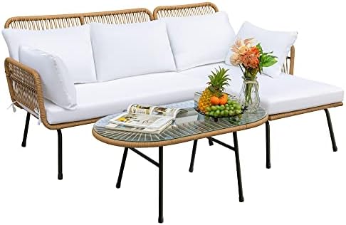 Devoko Outdoor Patio Furniture Set, Sectional Conversation Sofa Set by DEVOKO