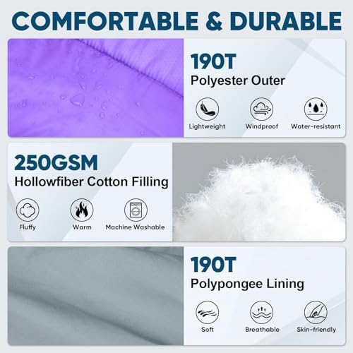 PTEROMY Sleeping Bags for Adults, Lightweight and Machine Washable, Water Resistant Backpacking Camping Sleeping Bag for Warm Cold Weather, Camping Essentials for Hiking Travel - Image 5