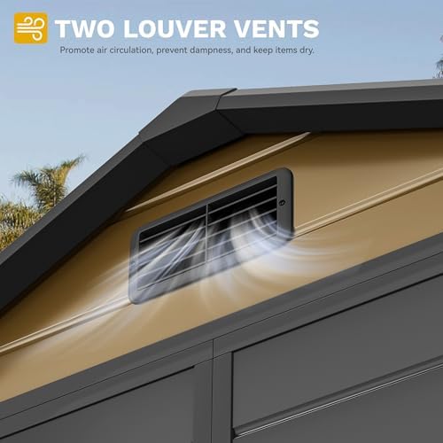 DWVO 6x4ft Outdoor Storage Shed Plastic with Floor and Lockable Door - Image 3