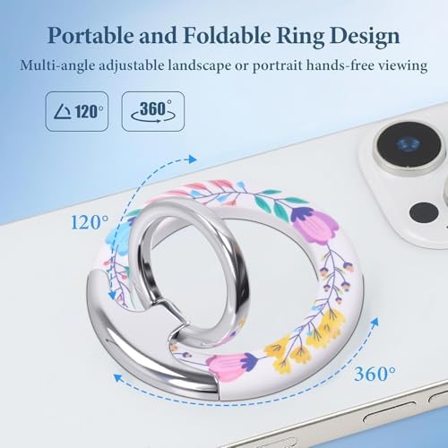 Magnetic Phone Ring for MagSafe Grip, Super Magnet Twinkle Design Ring Holder Stand, MagSafe Accessory for iPhone 17/16/15/14/13 Pro Max Plus，Enchanted Floral - Image 2
