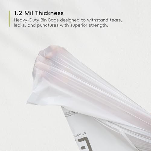 EKO Easy-Dispense Roll 100 Count Extra-Strong Drawstring Kitchen Trash Bags – 8 Gallon Garbage Bags (30.3L) 1 pack, Code F-1 Slim Fit, White - Image 6