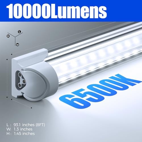Barrina T8 LED Shop Lights 8FT, 72W 10000LM 6500K, High Output Tube 6 Packs - Image 5