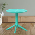 Costaelm Small Patio Table, Outdoor Round Dining Table, Weather Resistant Outside Table for Poolside Deck Lawn Garden Backyard, Turquoise by Costaelm