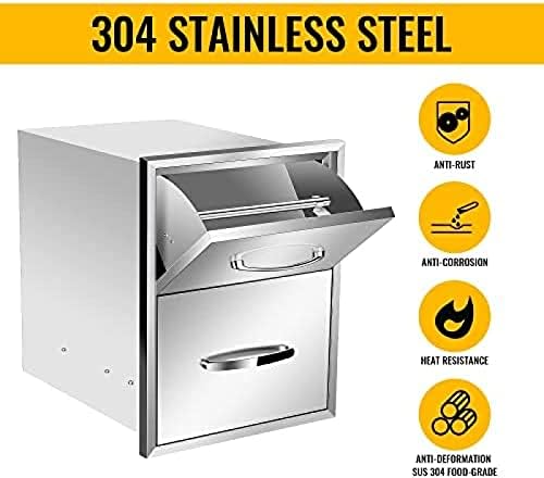 Stainless Steel Outdoor Kitchen BBQ Island Drawers - Flush Mount Triple Access, 16Wx20Dx20H - Image 4