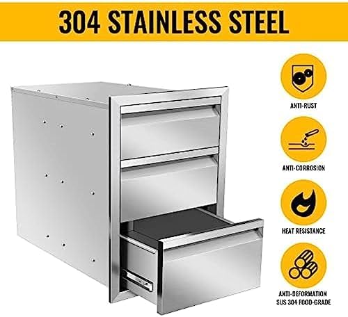 Flush Mount Stainless Steel Double Drawers with Recessed Handles for Outdoor Kitchens Or BBQ Island,-16W X 21H X 23D Inch - Image 4
