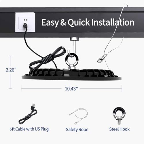 6 Pack UFO High Bay LED Shop Lights 150W, 15000 LM, 5000K, AC110-277V - Image 6