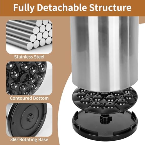 Nigelia Extra Large Kitchen Utensil Holder, 360° Rotating Stainless Steel Cooking Utensil Holder for Countertop, 3 Compartment Flatware Organizer & Cooking Caddy with Removable Base（Silvery） - Image 6